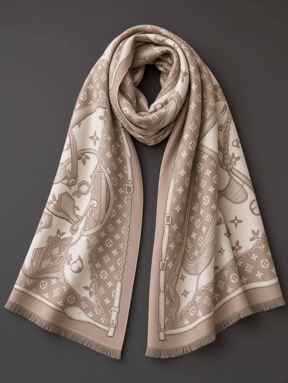 Beige Patterned Women's Wrap Jacket